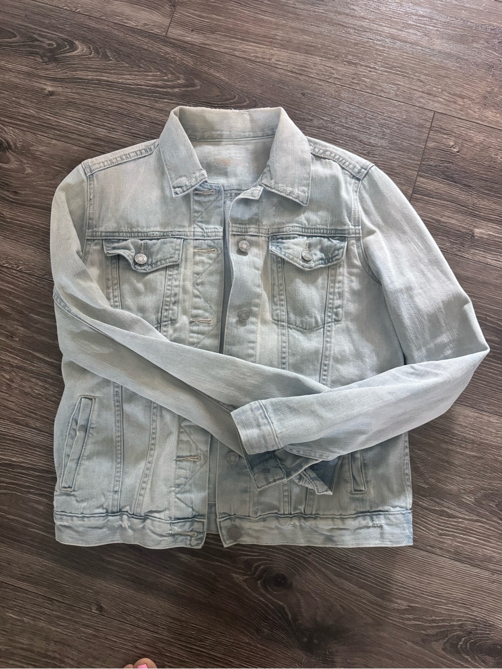 GAP Pale Blue Distressed Denim Jacket